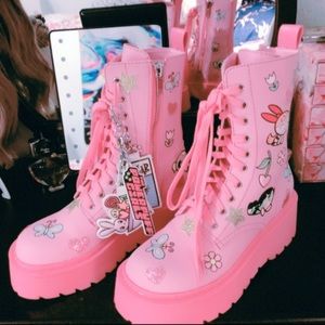 Rare Dolls kill sugar and spice Powerpuff girl combat boots size 8